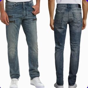 Hudson The Broderick Slouchy Skinny Zipper Constructed Jeans Men's 42